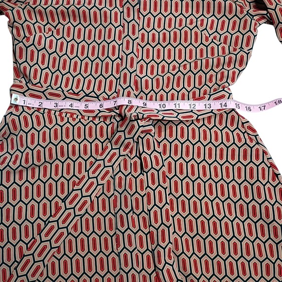 Banana Republic Shirt Dress Red Belted Split Bell Sleeves Size 6 Preppy Corpcore - Picture 8 of 12